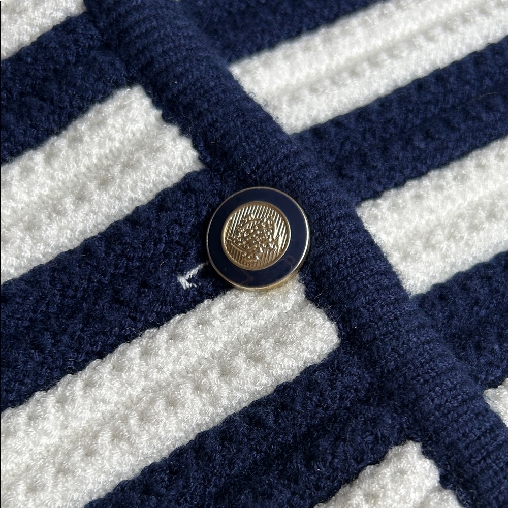 Joie Navy and White Striped Knit Button Front Vest - Picture 6 of 8